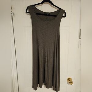 Khaki green ribbed dress 0X plus size sleeveless forever21 flared soft Summer